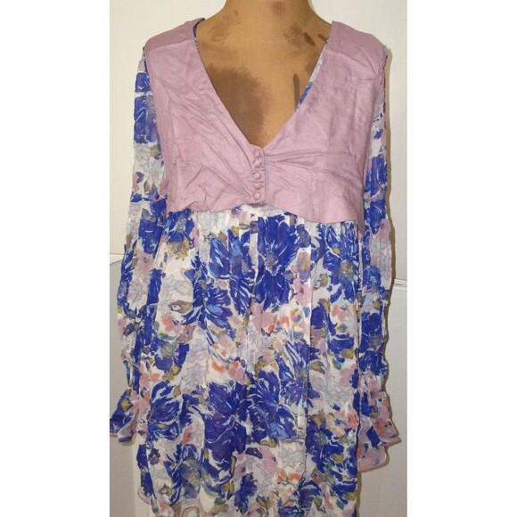New S Womens NWT Free People Alice Vested Dress Floral Ivory Combo $148 Purple - Picture 8 of 11
